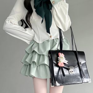 Navy Collar JK Uniform Cake Skirt with Long Sleeve Top, College Style Japanese Sailor Suit, Slimming Outfit for Women