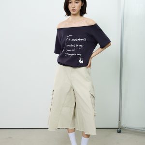 Off-Shoulder Letter Print Short Sleeve T-Shirt for Women - Casual Loose Slim Summer Top, American Street Style