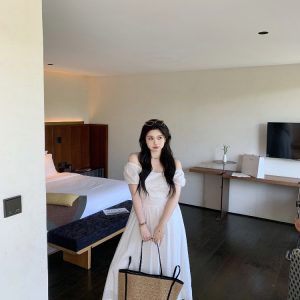 Off-Shoulder Little White Dress with Pleats, Embroidery, and Polka Dots – South France Holiday Style