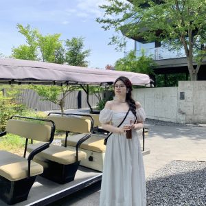 Off-Shoulder Little White Dress with Pleats, Embroidery, and Polka Dots – South France Holiday Style