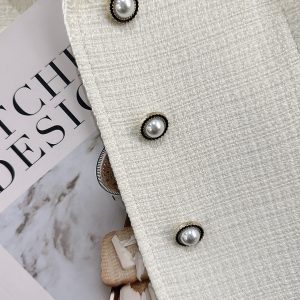 Off-White Color-Blocking French Chic Blazer for Women - 2025 Spring Autumn Short Suit, Stylish Workwear & Casual Fashion