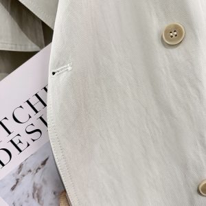 Off-White Short Trench Coat for Women - British Style, Spring 2025, Chic French Youthful Design for Autumn Fashion