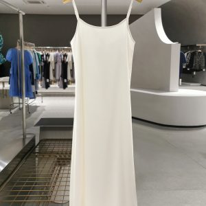 Off-White Versatile Camisole Dress - Women's Summer 2025 Long Drape Dress for Layering, Perfect for Y2K and Casual Chic Styles