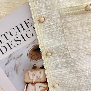 Off-White Vintage Elegant Short Coat for Women - Lightweight Textured Summer 2025 Fashion Top