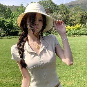 Off-White Women's Summer Quick-Dry Breathable Fisherman Hat with Drawstring for Sun Protection - Lightweight Thin Style