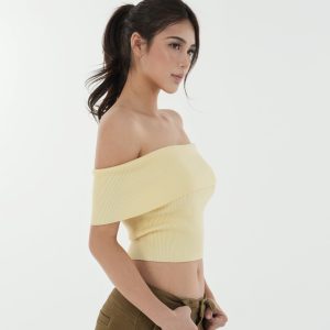 One-Shoulder Fitted Knitted Short Sleeve Top - Trendy 90s Style Women's Fashion Top