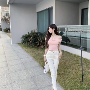 One-Shoulder Knitted Top - Sexy Internet Celebrity Style, Pure Desire, Trendy Y2K Fashion, Chic Korean Style Top