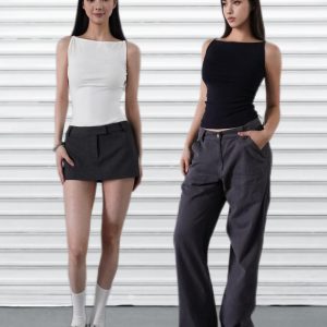 One-Shoulder Minimalist Fitted Sports Tank Top - French Style Thin Strap Base Layer for Activewear