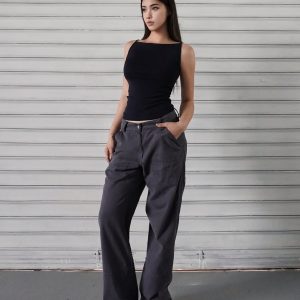 One-Shoulder Minimalist Fitted Sports Tank Top - French Style Thin Strap Base Layer for Activewear