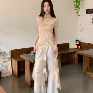 Oriental Romance Qipao Dress - Summer 2025 New Chinese Style Fairy Split Irregular Design, Perfect for Y2K and 90s Fashion Lovers