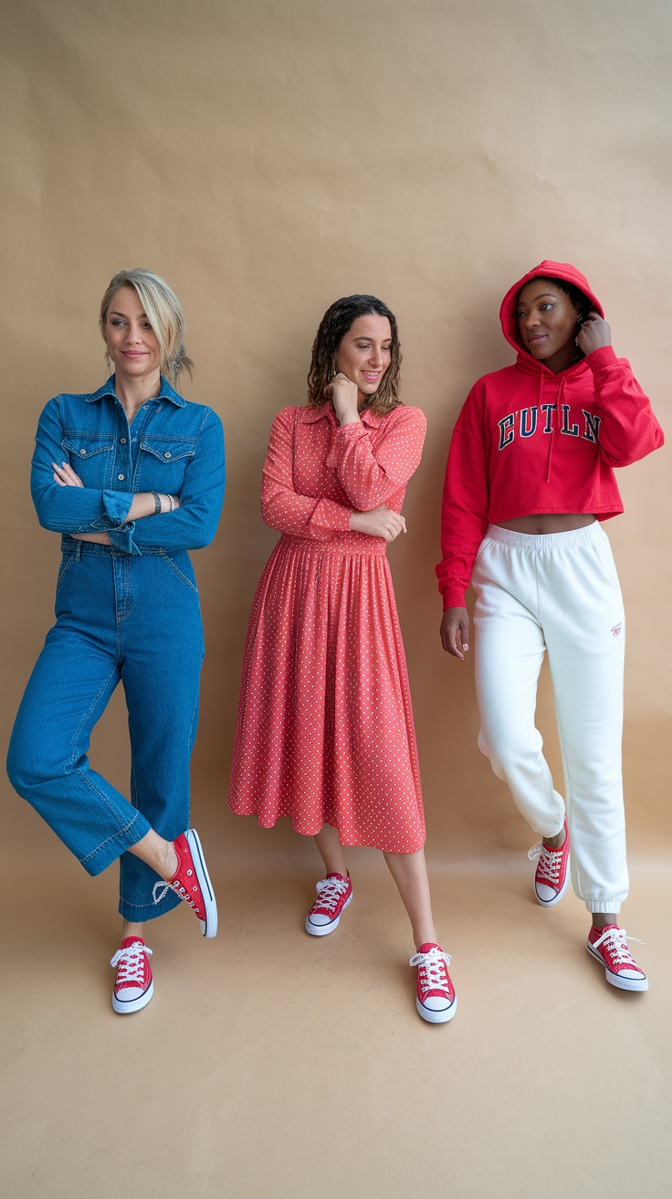 Stylish Outfits with Red Shoes Sneakers to Elevate Your Look outfit idea