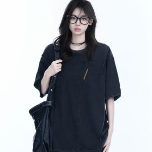 Oversized American Retro Style Short Sleeve T-Shirt for Women -