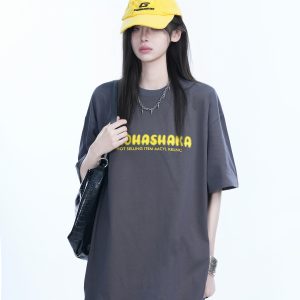 Oversized American Street Style Heavy Short-Sleeve T-Shirt for Women - 