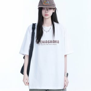 Oversized American Street Style Heavy Short-Sleeve T-Shirt for Women - 