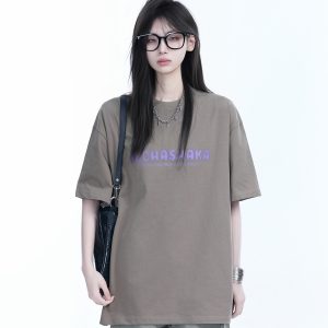 Oversized American Street Style Heavy Short-Sleeve T-Shirt for Women - 