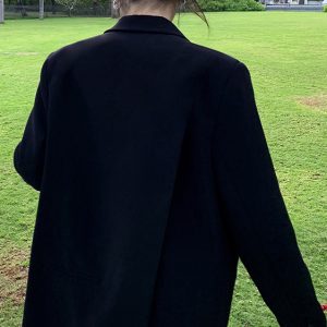 Oversized Gray Suit Jacket for Women, Loose Fit Blazer, Elegant Slimming Design, High-End Street Fashion, 2025 Spring Autumn Collection