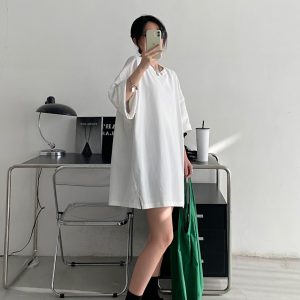 Oversized Heavyweight Sun Grapefruit T-shirt in American Cotton - Casual Loose Fit Short Sleeve for Spring Summer Women's Fashion