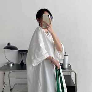 Oversized Heavyweight Sun Grapefruit T-shirt in American Cotton - Casual Loose Fit Short Sleeve for Spring Summer Women's Fashion