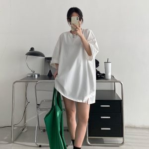 Oversized Heavyweight Sun Grapefruit T-shirt in American Cotton - Casual Loose Fit Short Sleeve for Spring Summer Women's Fashion