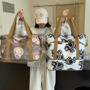 Oversized Nylon Travel Bag for Clothes, Suitcase with Pull Rod, Short Business Trip & Maternity Hospital Bag for Women