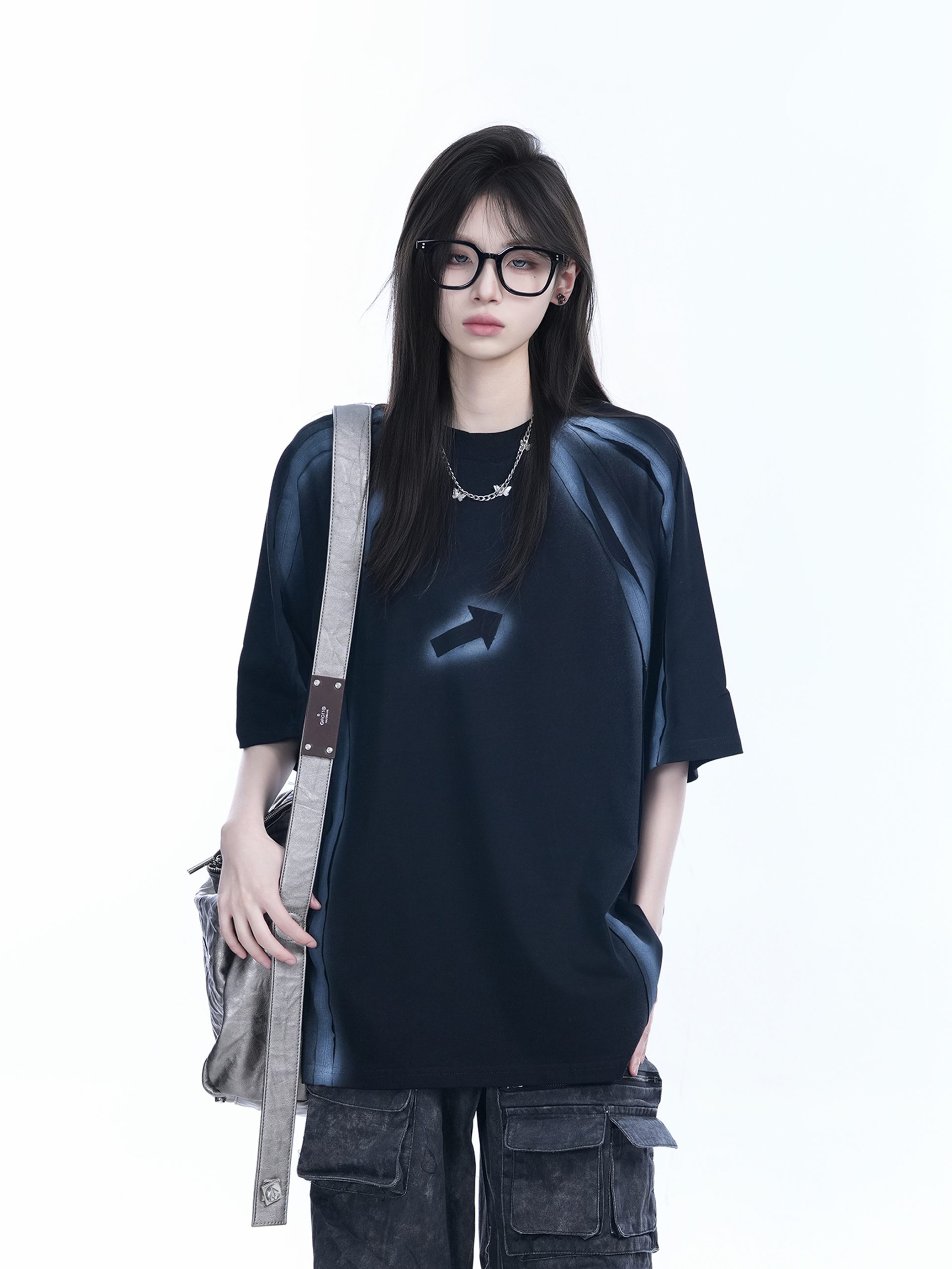 Oversized Tie-Dye Color-Blocking Short Sleeve T-Shirt for Women - Trendy Summer Top, Casual Loose Fit, Y2K Style Oversized Tie-Dye Color-Blocking Short Sleeve T-Shirt for Women - Trendy Summer Top, Casual Loose Fit, Y2K Style