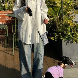 Oversized White Casual Shirt Jacket for Women - Spring Sun Protection, American Street Style, Loose Fit, Lazy Style Fashion Top