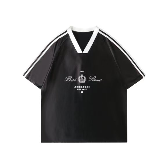 Oversized Women's Color-Blocking Satin Jersey T-Shirt - American Sports Style V-Neck Long Sleeve Trendy Top Oversized Women's Color-Blocking Satin Jersey T-Shirt - American Sports Style V-Neck Long Sleeve Trendy Top