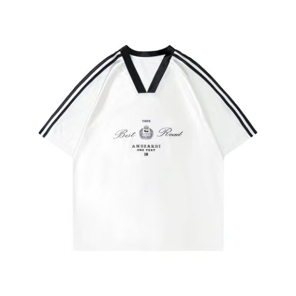 Oversized Women's Color-Blocking Satin Jersey T-Shirt - American Sports Style V-Neck Long Sleeve Trendy Top Oversized Women's Color-Blocking Satin Jersey T-Shirt - American Sports Style V-Neck Long Sleeve Trendy Top