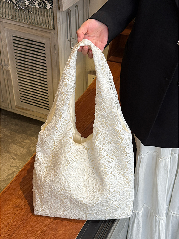Pastoral Lace Tote Bag - Large Capacity Commuter Shoulder Bag, Versatile Niche Design for Everyday Style Pastoral Lace Tote Bag - Large Capacity Commuter Shoulder Bag, Versatile Niche Design for Everyday Style