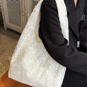 Pastoral Lace Tote Bag - Large Capacity Commuter Shoulder Bag, Versatile Niche Design for Everyday Style
