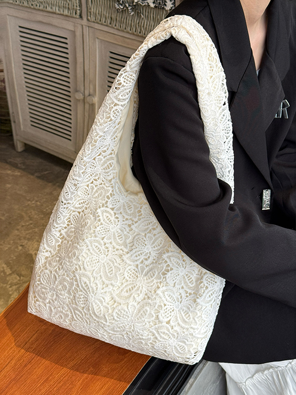 Pastoral Lace Tote Bag - Large Capacity Commuter Shoulder Bag, Versatile Niche Design for Everyday Style Pastoral Lace Tote Bag - Large Capacity Commuter Shoulder Bag, Versatile Niche Design for Everyday Style