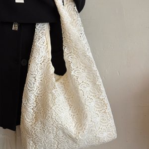 Pastoral Lace Tote Bag - Large Capacity Commuter Shoulder Bag, Versatile Niche Design for Everyday Style
