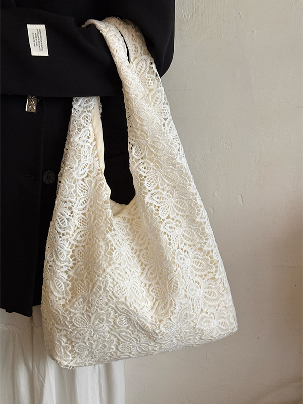 Pastoral Lace Tote Bag - Large Capacity Commuter Shoulder Bag, Versatile Niche Design for Everyday Style Pastoral Lace Tote Bag - Large Capacity Commuter Shoulder Bag, Versatile Niche Design for Everyday Style