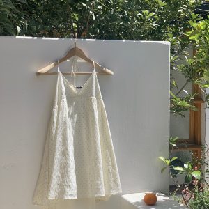 Peach Milk Polka Dot Halter Neck Camisole Dress - Sheer Layered Design, Cute Pink Color, Trendy Y2K Style