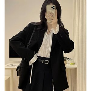 Petite Black One-Shoulder Blazer for Women - Korean Style High-End Casual Suit for Spring and Autumn 2025 Fashion
