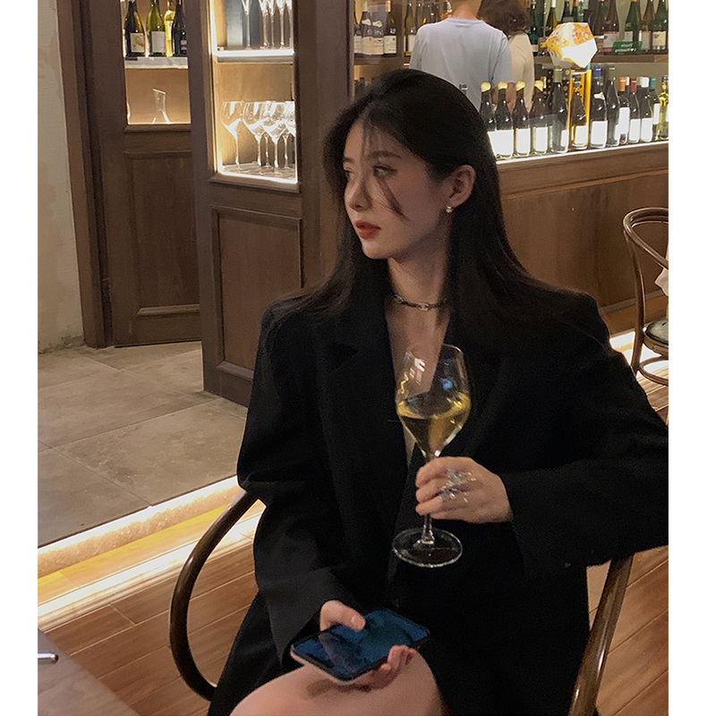 Petite Black Suit Jacket for Women - 2025 New High-End Casual Blazer for Spring and Autumn Fashion