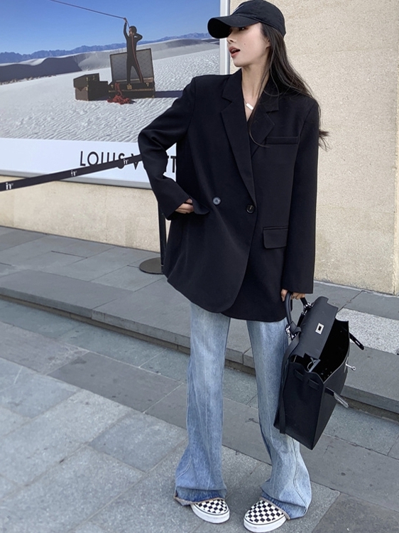 Petite Black Suit Jacket for Women - Trendy High-End Casual Blazer for Spring & Autumn 2025 Petite Black Suit Jacket for Women - Trendy High-End Casual Blazer for Spring & Autumn 2025