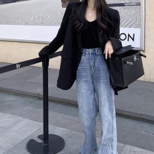 Petite Black Suit Jacket for Women - Trendy High-End Casual Blazer for Spring & Autumn 2025