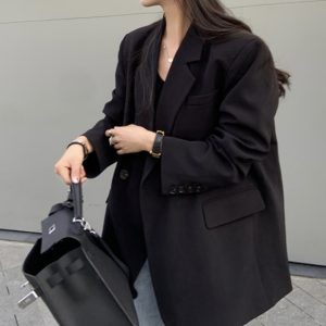 Petite Black Suit Jacket for Women - Trendy High-End Casual Blazer for Spring & Autumn 2025