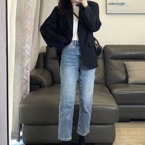 Petite Black Suit Jacket for Women - Trendy Slim Fit, Short Style, Korean Fashion for Spring and Autumn 2025