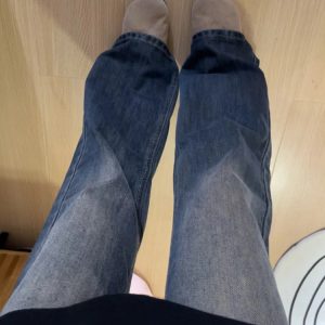 Petite Dark Blue Denim Pants for Women, Slightly Flared Loose Fit, 2025 New Style, Non-Skinny Straight Leg Trousers