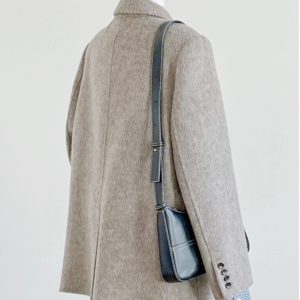 Petite Double-Breasted Wool Cashmere Coat for Women - 2024 Autumn Winter Style, Short Length, High-End Feel