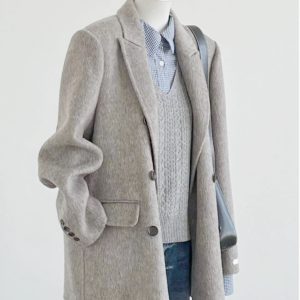 Petite Double-Breasted Wool Cashmere Coat for Women - 2024 Autumn Winter Style, Short Length, High-End Feel