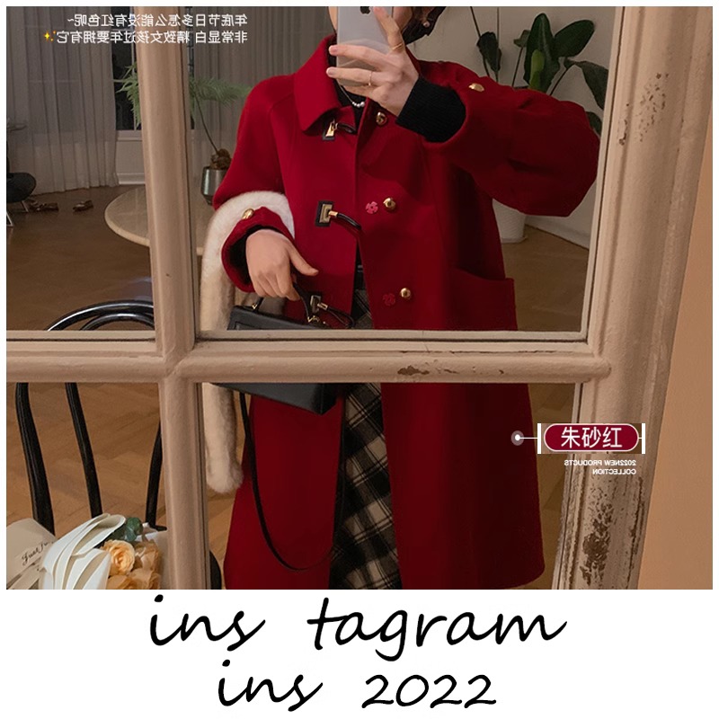 Petite Double-Sided Cashmere Wool Coat with Horn Buttons for Women - High-End Feel Autumn Winter 2024 Woolen Jacket Petite Double-Sided Cashmere Wool Coat with Horn Buttons for Women - High-End Feel Autumn Winter 2024 Woolen Jacket