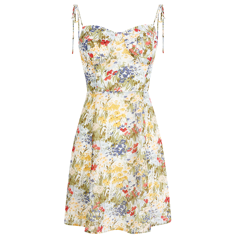 Petite Floral Camisole Dress - French-Style Summer Dress for Vacation 2025 - Trendy Women's Floral Mini Dress