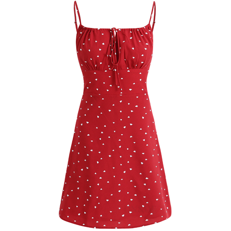 Petite French-Style Red Polka Dot Dress with Spaghetti Straps - Summer 2025 Vacation Fashion