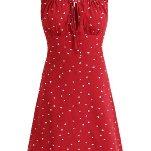 Petite French-Style Red Polka Dot Dress with Spaghetti Straps - Summer 2025 Vacation Fashion
