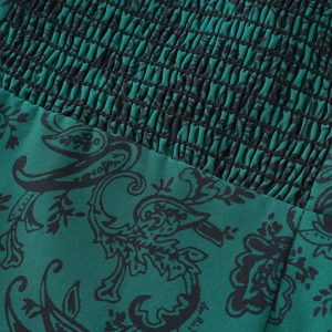 Petite French Vacation Dress for Summer 2025 - Green Spaghetti Strap Mini Dress with Prints - Trendy Floral Design