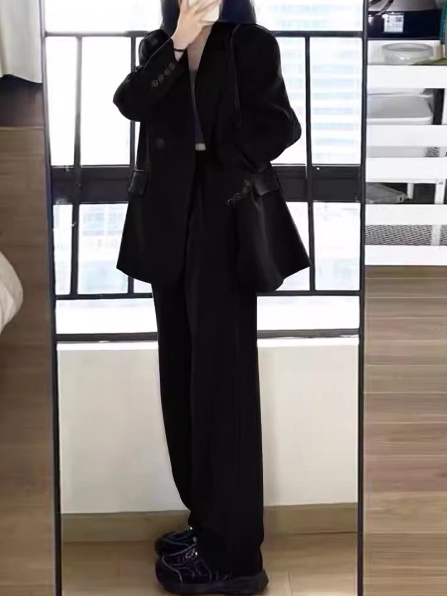 Petite Gray Suit Set for Women - Casual Blazer & Wide-Leg Pants, High-End Feel, Stylish 2025 Fashion Petite Gray Suit Set for Women - Casual Blazer & Wide-Leg Pants, High-End Feel, Stylish 2025 Fashion