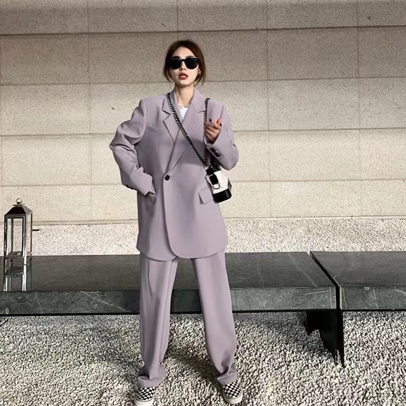 Petite Gray Suit Set for Women - Casual Blazer & Wide-Leg Pants, High-End Feel, Stylish 2025 Fashion Petite Gray Suit Set for Women - Casual Blazer & Wide-Leg Pants, High-End Feel, Stylish 2025 Fashion